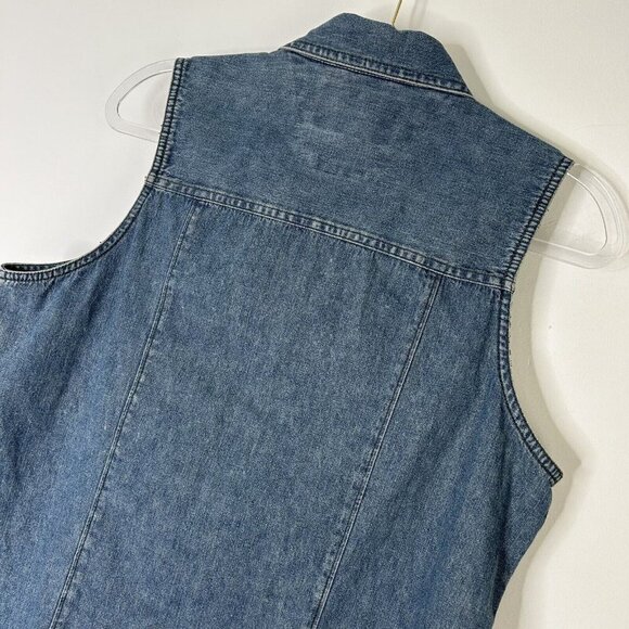 Harley Davidson Denim Jean Vest Womens Size Large Logo Buttons Biker Cut - Picture 13 of 13